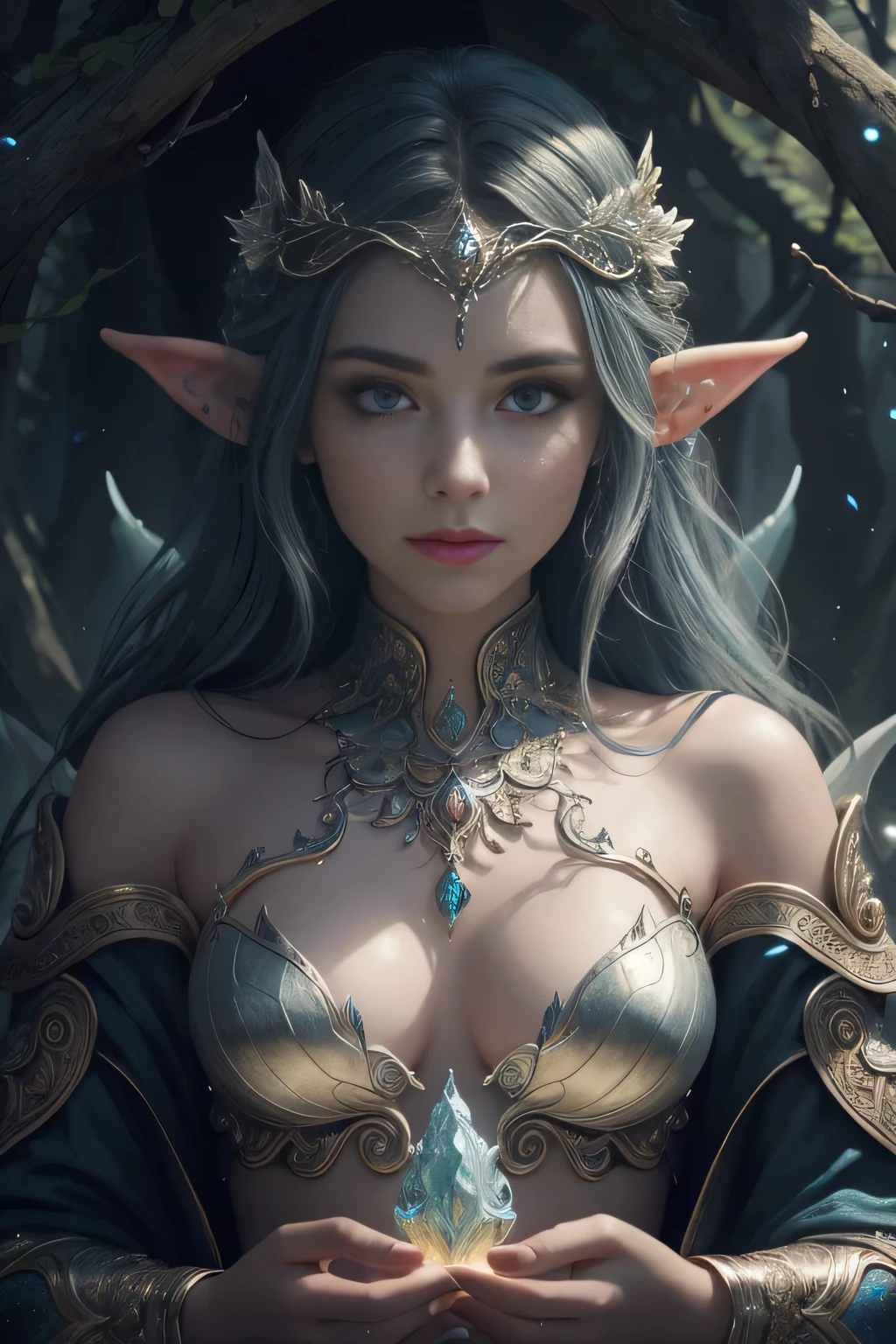 (Best quality, 4k, High-resolution, Masterpiece:1.2), Ultra-detailed, Realistic, Radiant lighting, Epoch Elves, Portraits, Fantastical colors, Fine art, Ethereal beings, Dreamlike, Whimsical creatures, Detailed facial features, Glowing eyes, Elven beauties, Ethereal glow, Mythical creatures, Harmonious composition, Dazzling colors, Stunning visual effects, Otherworldly appearance, Mesmerizing artistry,