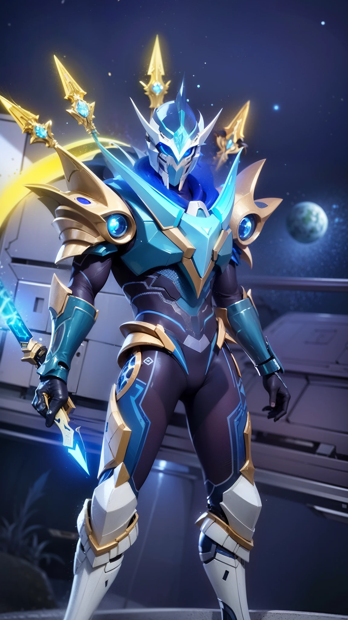 a close up of a person in a suit with a sword, sliver ice color reflected armor, cyber fight armor, energetic varia suit, sci-fi skin, blue and ice silver color armor, this character has cryokinesis, protoss!!!!, protoss, protoss!!, keqing from genshin impact, inspired by Huang Shen, space armor, 8k, ultra hd, ultra detailed texture, hyper realistic, masterpiece, detailed texture, detailed skin, detailed lighting, (photorealistic:1.5), best quality, beautiful lighting, cinematic lighting, professional lighting, ultra highres, realistic, high quality, (realskin:1.5), extremely detailed, finely detail, ultra-detailed