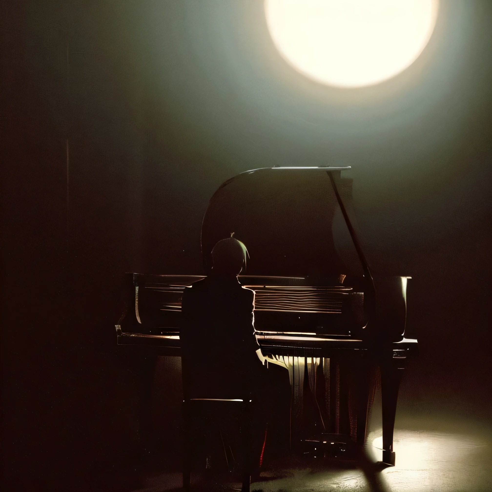 (best quality,ultra-detailed),creepy,shadowy figure playing piano,dark mysterious atmosphere,dramatic lighting,spooky vibe,silhouette of a grand piano,haunting melody,e