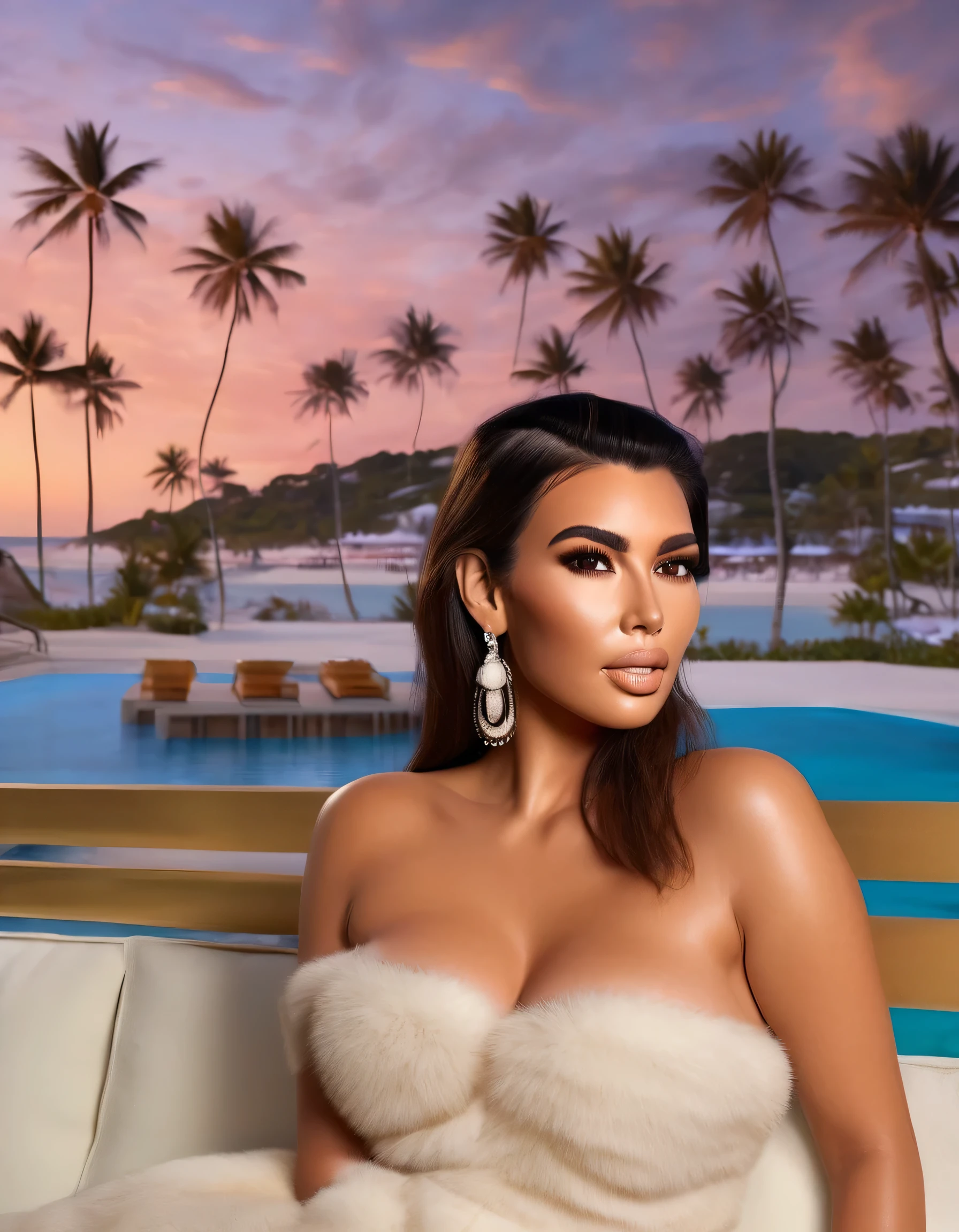 Kim Kardashian portant A very wide and very thick, very short sand mink fur coat, fifty centimeters thick, duveteux, naturel, with an ultra thick white and sand mink fur collar, three layers, souriante, fully  front view,  shoulders, and two large  discovered by the fur, at sunny Ocean Drive , Florida , en haute résolution de la plus high quality、,Photo 8K HDR), Realistic texture, realistic shadows, (dynamic subdued lighting), (centered within the framework), (Very detailed:1.2), Fond d'8k screen, high quality, grain de film, Fujifilm XT3, (Very detailed skin), ((gaping and :1.3)), messy hair, , , Very detailed, 21 ans, visage innocent, natural wavy hair, yeux bleus, high resolution, chef-d'artwork, best quality, intricate details, Very detailed, mise au point nette, Detailed skin, texture de peau réaliste, texture, detailed eyes, professionnel, 4k, sourire charmant, filmed on Canon, 85 millimeters, faible profondeur de champ, Couleur Kodak Vision, corps parfaitement ajusté, extremely detailed, photographier_\(ultra\), photorealistic, Realistic, Post-traitement, Maximum details, roughness, vrai vie, ultra realistic, photorealism, photographie, 8k euh, photographie, travail, bureau
