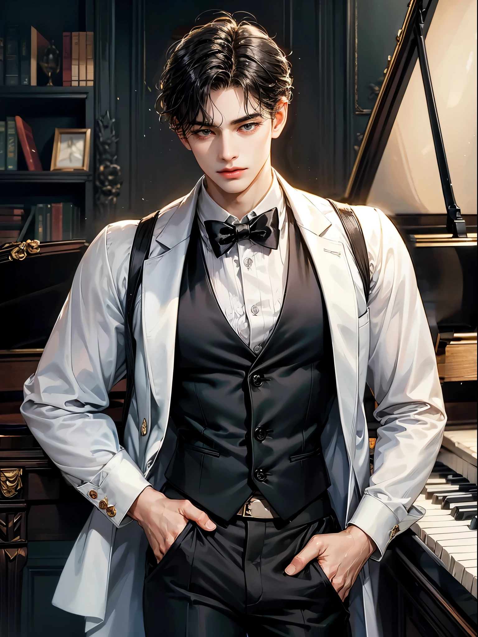 Background inside a house with pianoforte