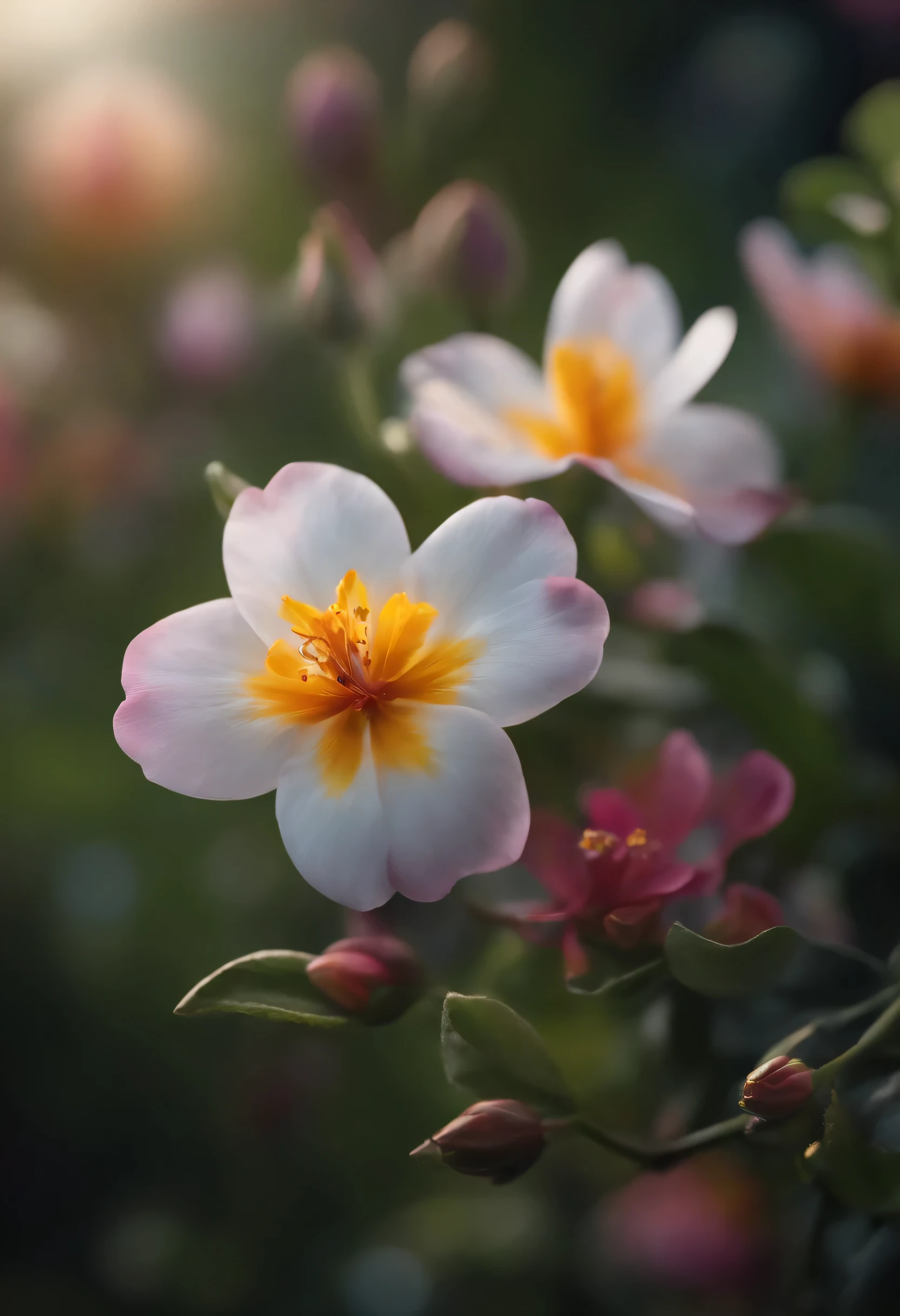 super realistic flowers, spring, transparent, Glittering, Glittering, shining, Coloring, amazing photography, The lighting is dramatic, photorealism, Over-refinement, 4K, depth of field, high resolution