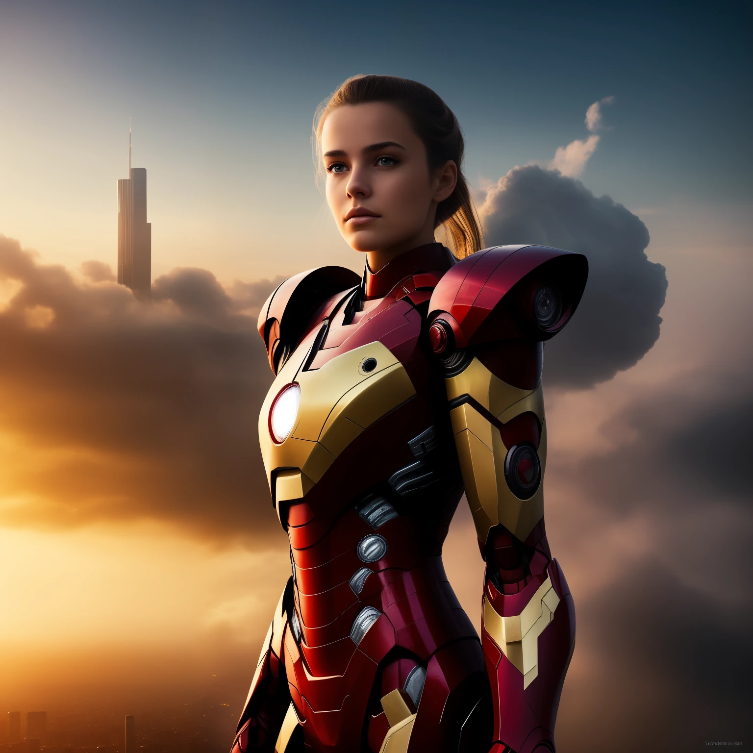 (1girl:1.3), solo,__body-parts__, official art, unity 8k wallpaper, ultra detailed, beautiful and aesthetic, beautiful, masterpiece, best quality, RAW, masterpiece, super fine photo,, best quality, super high Resolution, photorealistic, sunlight, full body portrait, stunningly beautiful,, dynamic pose, delicate face, vibrant eyes, (side view), she is wearing a futuristic Iron Man mech, red and gold, Highly detailed abandoned warehouse background, detailed face, detailed complex busy background, messy, gorgeous, milky, high detailed skin, realistic skin details, visible pores, sharp focus, volumetric fog, 8k uhd, dslr camera, High quality, film grain, fair skin, photorealism, lomography, sprawling metropolis in a futuristic dystopia, view from below, translucent