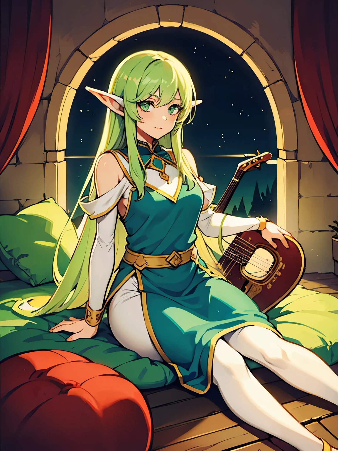 Light elf, bard, scarlet clothing