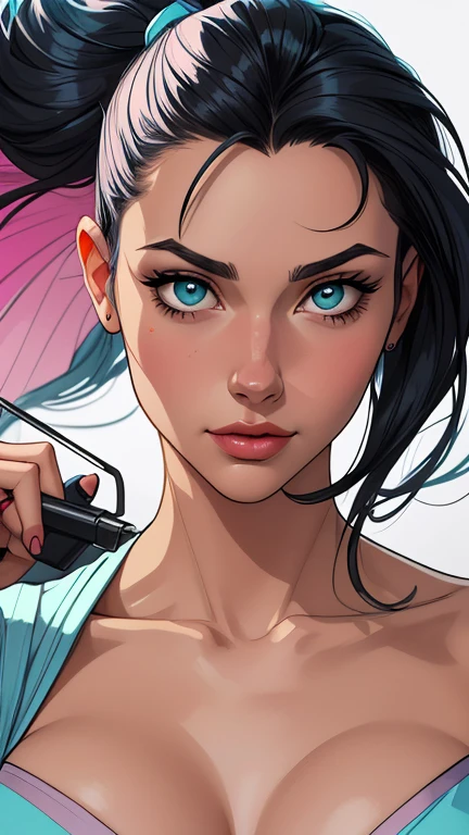 Personagem estilo drawing para colorir estilo Artline mulher ninja com marcas de guerras Imagem de desenho animado de uma mulher .cartoon style illustration, estilo de arte dos desenhos animados, estilo de arte dos desenhos animados, digital illustration style, design de personagens altamente detalhado, arte digital detalhada coragem, Forest fan art, Design de personagens de retrato, beautiful digital illustration, retrato de alta qualidade, Arte em quadrinhos, mulher jovem cabelo com transas lindas . Beautiful lined eyes Medium large bust and wonderful sexy clothes. image expression of sexual desire from waist to head illustration
