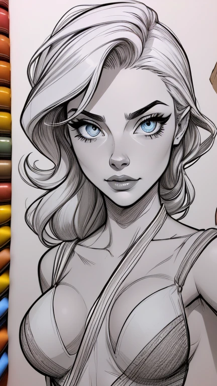 Personagem arte em preto e branco para colorir estilo drawing para colorir estilo Artline mulher ninja com marcas de guerras Imagem de desenho animado de uma mulher .cartoon style illustration, estilo de arte dos desenhos animados, estilo de arte dos desenhos animados, digital illustration style, design de personagens altamente detalhado, arte digital detalhada coragem, arte em preto e branco para colorir Design de personagens de retrato, beautiful digital illustration, retrato de alta qualidade, Arte em quadrinhos, mulher jovem cabelo com transas lindas . Beautiful lined eyes Medium large bust and wonderful sexy clothes. image expression of sexual desire from waist to head illustration