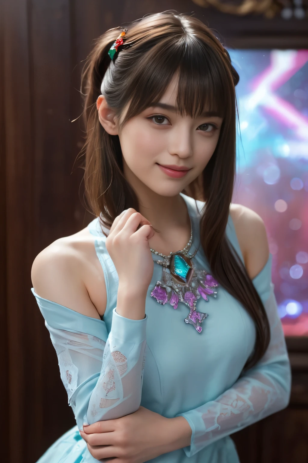 (Two beautiful age italian girls:1.6), Close friends, (They are hugging each other:1.2), Kiss her cheek or chest,(Detailed iridescent bodysuit with beautiful fractal or marble design:1.5), Incredible and spectacular scenes, ((High quality)), ((Detailed)), ((Fantasy)), Blue Plasma Brain, Green Plasma Body, Showing her armpits, beutiful breast, obscenity, (Lewd smile:1.2), coarse, Obscene, (Immoral:1.2), Lachish, (small breasts with beautiful raised pink areolas,,,:1.5), (Cameltoe), (Expression of ecstasy:1.2), Photorealistic, Official art, Unity 8K Wall , 8K Portrait, Best Quality, Very high resolution, (Incredibly beautiful nature background:1.6), (18 years old:1.5), (Sexy and glamorous:1.1), (A coquettish expression:1.6), (seductively smiling:1.6), (erotic posing:1.9), (Model Posing:1.8), Beautiful seductive face, Portrait, (Thick eyebrows:1.4), (Big scarlet eyes:1.6), Beautiful eyes with fine symmetry, (Ultra detailed eyes:1.4),(Highly detailed face and eyes:1.7), (High-resolution red-eye:1.8), Intimate face, (ultra detailed skin texture:1.4), White skin, pale skin, Perfect Anatomy, Thin, (Beautiful toned body:1.5), Highly detailed hair, (Moist skin:1.2), No makeup, (dark circles:1.1), Good anatomy, Focus Face, good-looking, (Emilia Clark:0.6) (Emma watson:0.3),(Jennifer Connelly:0.4), Elegant face, Nice, (A delicately crafted necklace is wrapped around her neck...), (Bioluminescence with brilliant brilliance:1.4), (Luminous magic circle:1.5), Ruins of an ancient castle, Shining majestic cloud masses and sky, lightning bolt, Epic Realistic, (Greg Rutkowski:0.8), (teal and orange:0.4), (Art Station:1.5), Cinematic, (NSFW:1.2), Hyper Detailed, Dramatic light, (Intricate details:1.1), Beautiful black hair, (Wearing a gauntlet with a dense and very beautiful design decorated with jewels:1.1), , Galaxy, (nebulas:1.6), The Dark Knight, Fully armored body focus