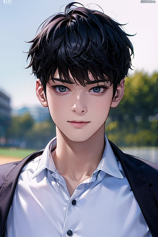 masterpiece, masterpiece_portrait, distinct, distinct_image, high_resolution, highres, high_quality_anime, high_quality, hyper_detail, finely_detailed,4K, men, ChaEunWu, a man in a suit, navy suit,perfect_face, perfect_eyes,