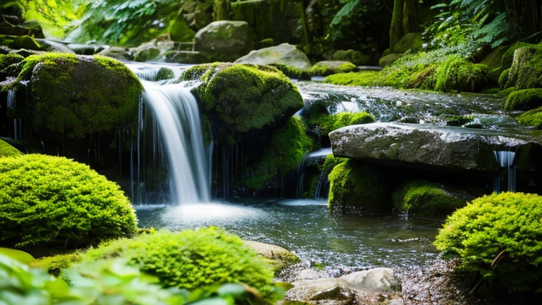 Landscape with a forward-looking waterfall。