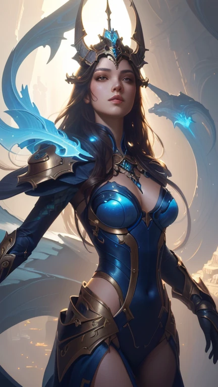 Realistic photograph of a Piscean woman, sci-fi, photographed, centered, gel lighting of blue color, geometric shadows, bright lights, symmetry, depth of field, water bubbles around, group of fish around, symbol of zodiac fish, intricate, elegant, highly detailed, digital painting, artstation, concept art, bluish futuristic costume, water-shaped dress, soft and sharp focus, Illustration, as imagined by Greg Rutkowski and Borris Vallejo --auto --s2