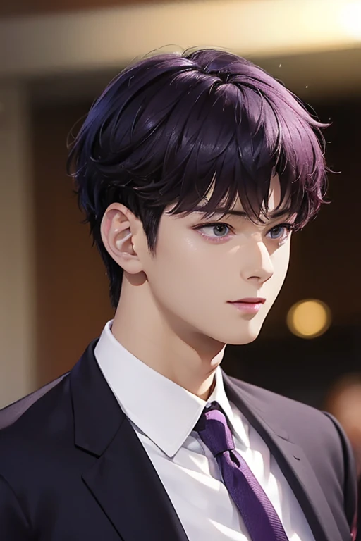 masterpiece, masterpiece_portrait, distinct, distinct_image, high_resolution, highres, high_quality_anime, high_quality, hyper_detail, finely_detailed,4K, men, ChaEunWu, a man in a suit, purple suit,