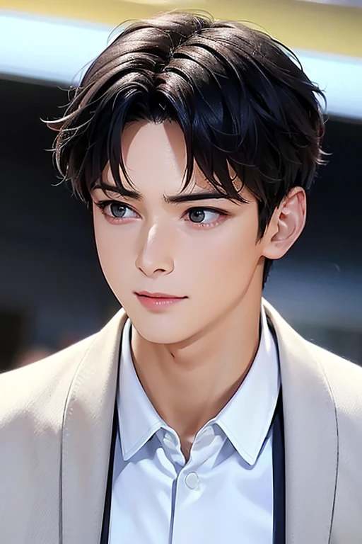 masterpiece, masterpiece_portrait, distinct, distinct_image, high_resolution, highres, high_quality_anime, high_quality, hyper_detail, finely_detailed,4K, men, ChaEunWu, a man in a suit, white suit,