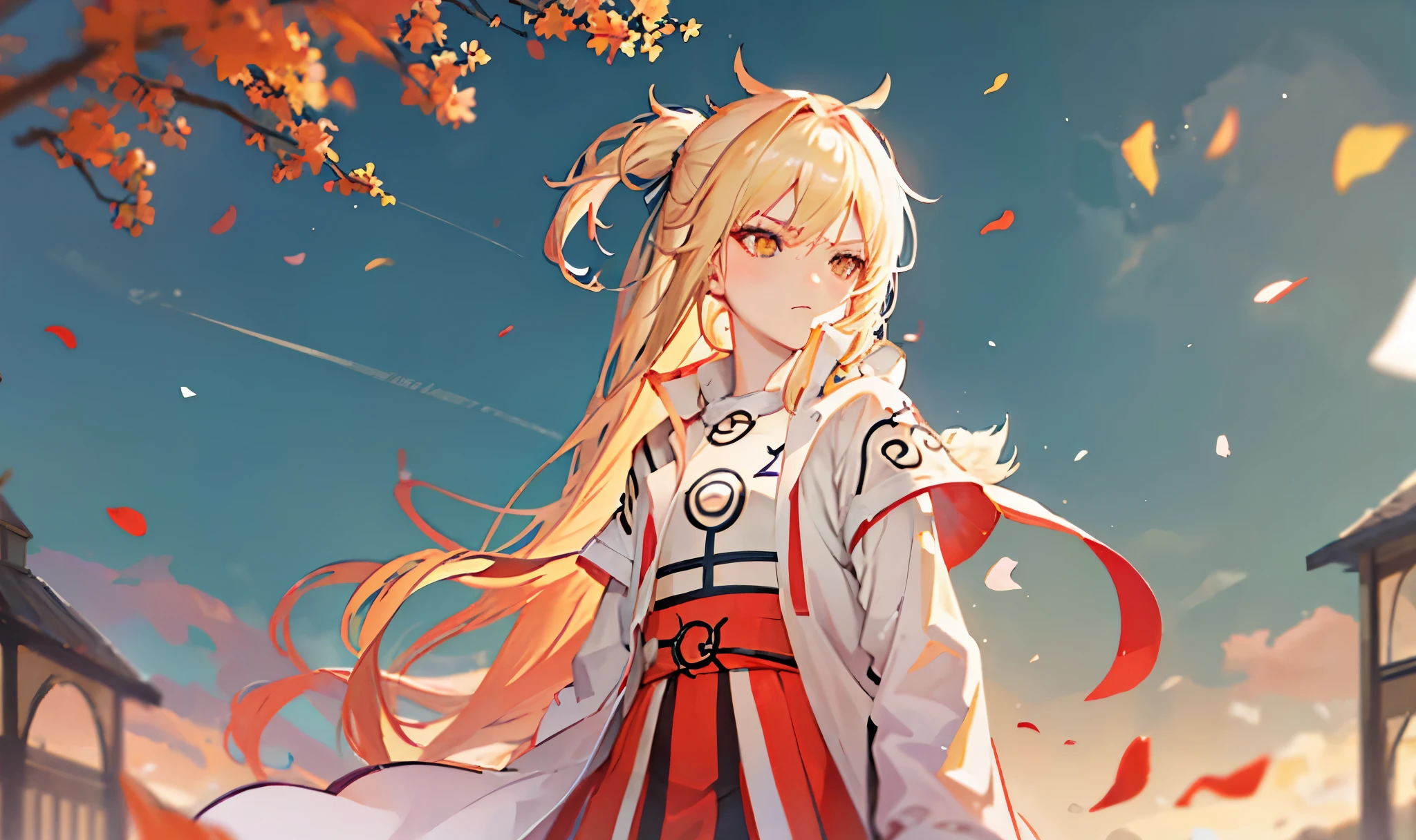 long blonde hair,blond,Rasengan,Blonde girl,White witch costume
