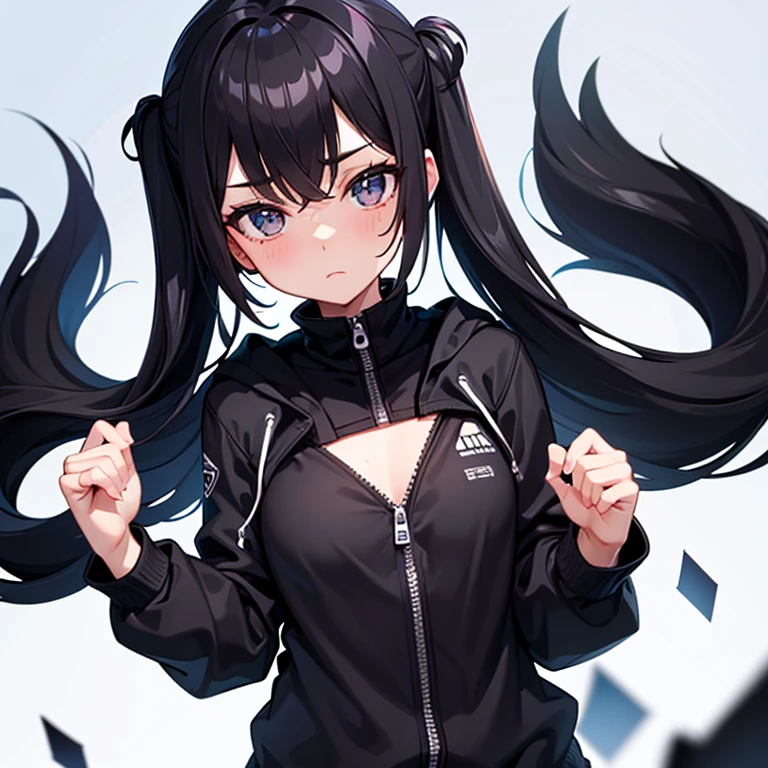 masterpiece,anime style,chibi,sexy girl,black hair,shoulder length hair with two pigtails,black jacket,with headphones,lo fi background,smiling,big breasts,listening to music,waiting on the right side of the image,
