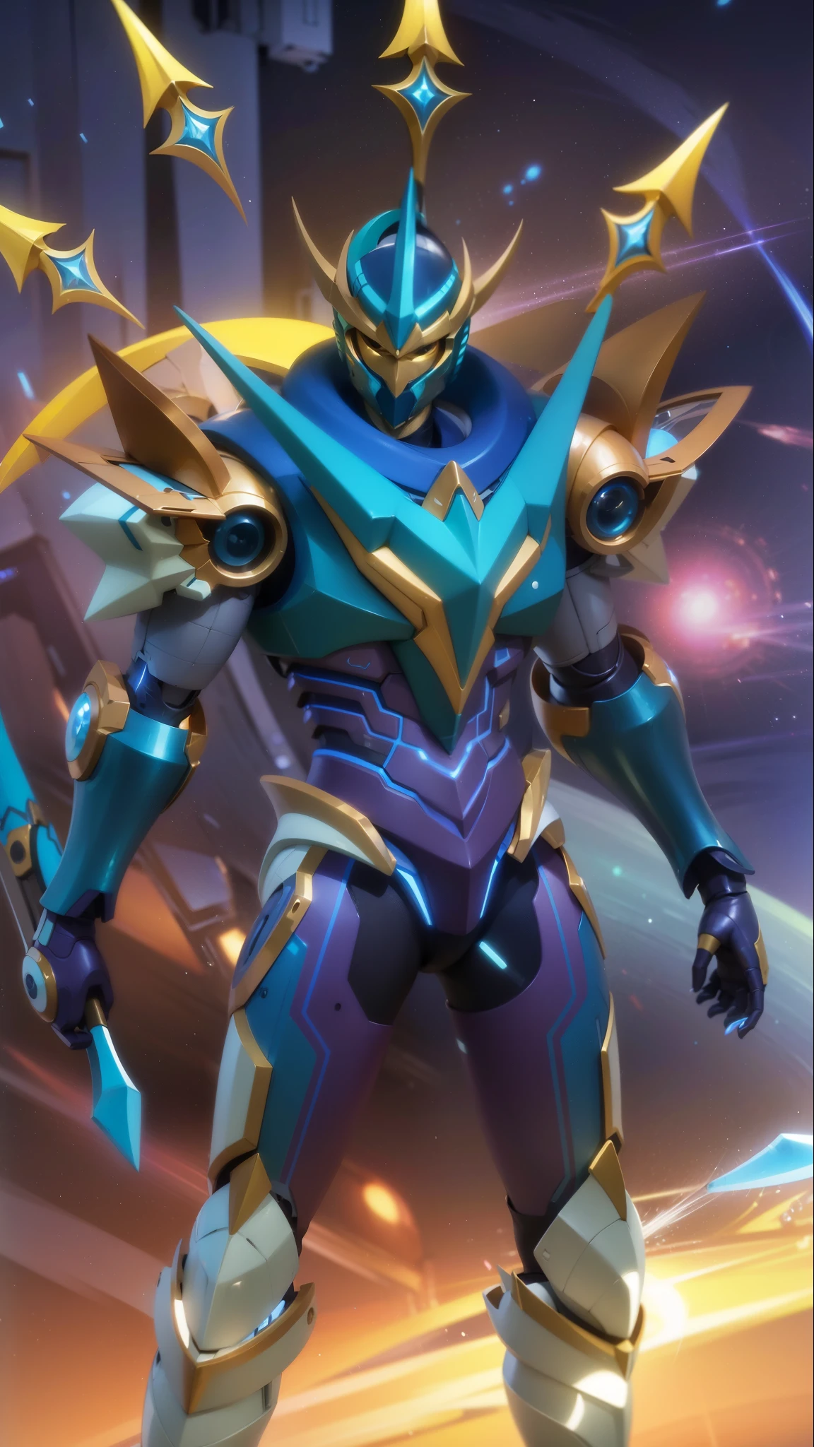 a close up of a robot with a sword and a sword, energetic varia suit, cyber universe style, varia suit, cyber fight armor, sliver ice color reflected armor, mecha suit, style of duelyst, sci-fi skin, space armor, cyber suit, ultra mega super hyper detail, protoss, scarab reploid, 8k, ultra hd, ultra detailed texture, hyper realistic, masterpiece, detailed texture, detailed skin, detailed lighting, (photorealistic:1.5), best quality, beautiful lighting, cinematic lighting, professional lighting, ultra highres, realistic, high quality, (realskin:1.5), extremely detailed, finely detail, ultra-detailed