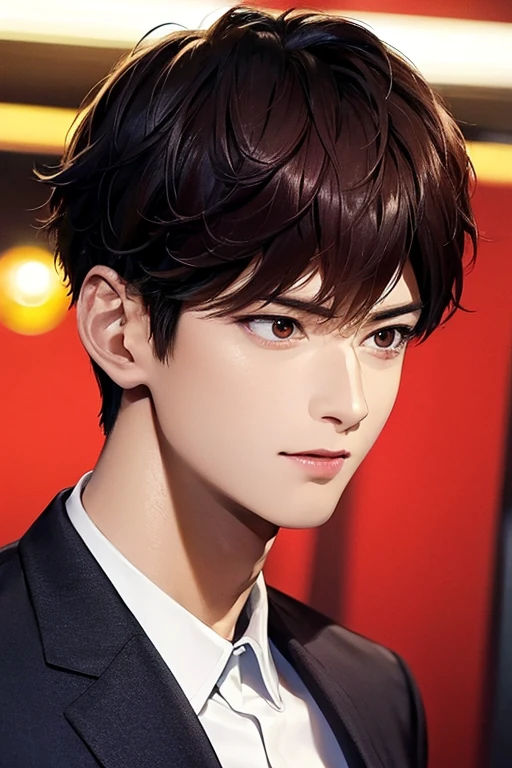 masterpiece, masterpiece_portrait, distinct, distinct_image, high_resolution, highres, high_quality_anime, high_quality, hyper_detail, finely_detailed,4K, men, ChaEunWu, a man in a suit, red suit,