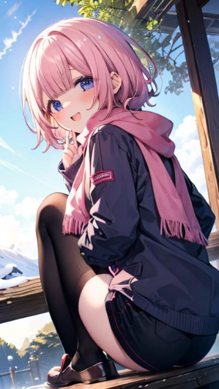 、、Shyness、blush、sit with legs stretched out、bench、顔をscarfで隠す、wear a coat、snow原、snow像、snow、cold、scarf、scarfを巻く、降snow高解像度、Full HD、8K quality、、、垂れeye、、、eyeのハイライト、生き生きとしたeye、澄んだeye、美しいeye、、口元をscarfで覆う、、look down、、、View from an angle、Side and angle view、、eyeのハイライト、、、eyeのハイライト、めちゃくちゃ美しいeye、Black tights with pink lines、turn around、look back、carefree smile、open your mouth wide、laughter、eye