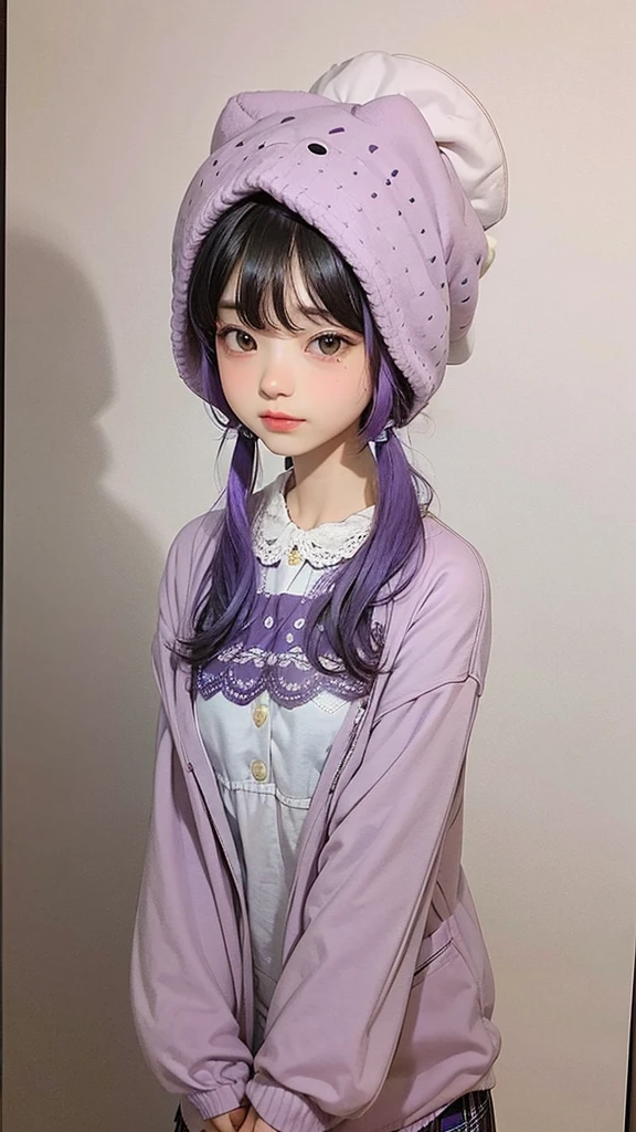 cute, beautiful, black hair, purple