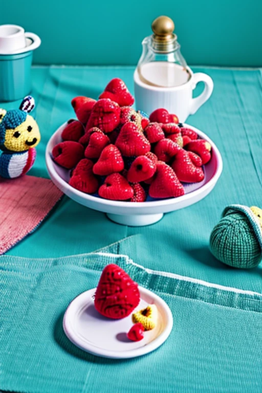 IMAGE FOR A COMPANY THAT IS IN CHARGE OF SELLING SMALL DESSERTS AND AMIGURUMIS MADE WITH CROCHET, COMO UN POLLITO, Y DE POSTRE ALFAJORES, EN LA IMAGEN ESCRIBIR