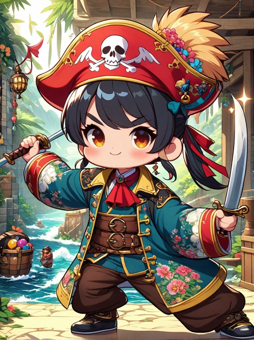 pirate , 2Dimensional character , pirate , cheerful , anime , character ,male