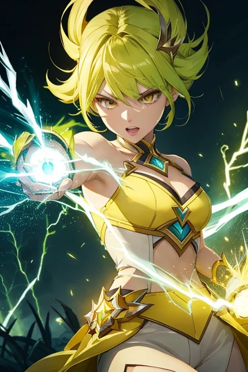 Eudora mobile legends yellow-green animated lightning powers angry
