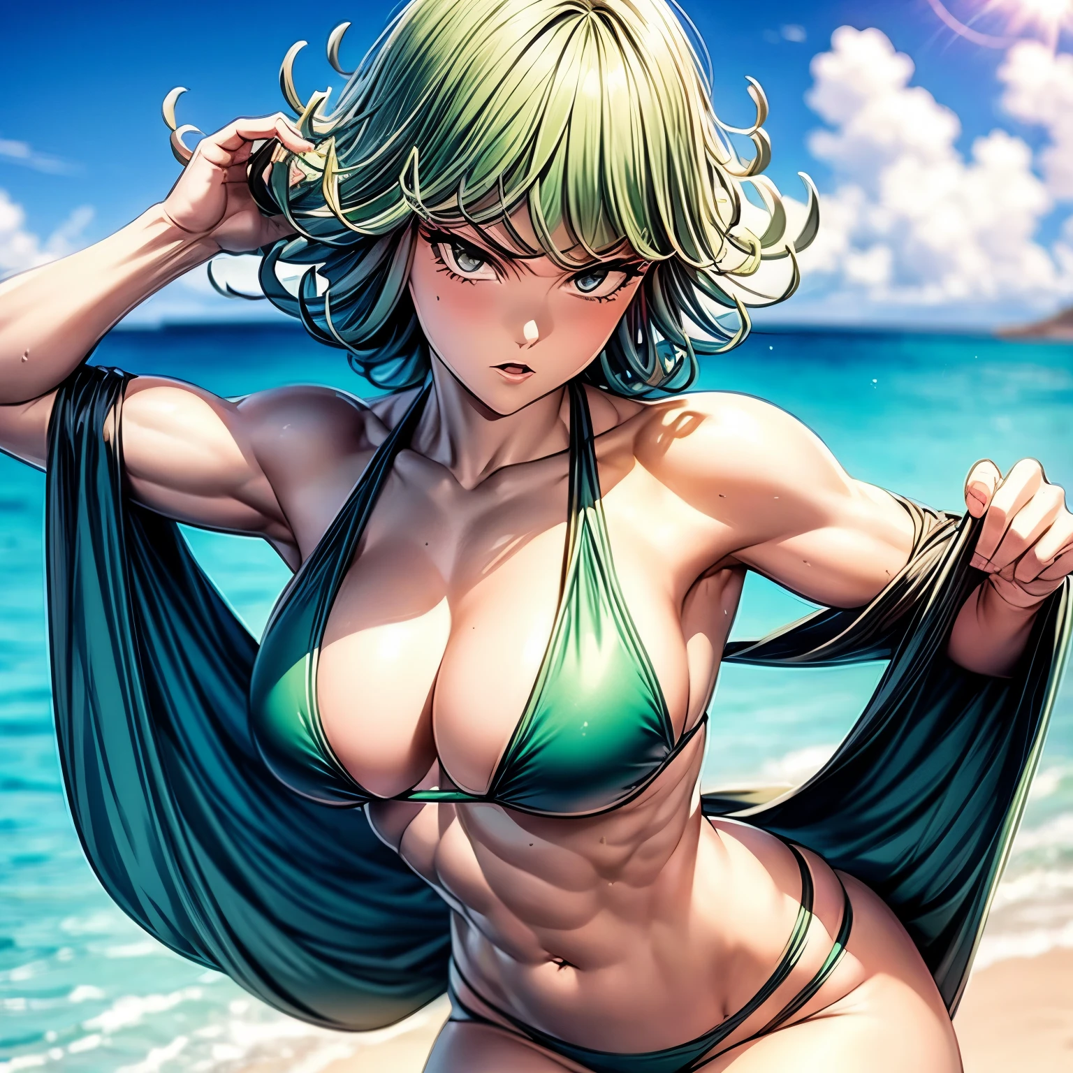 Muscular tatsumaki in bikini 