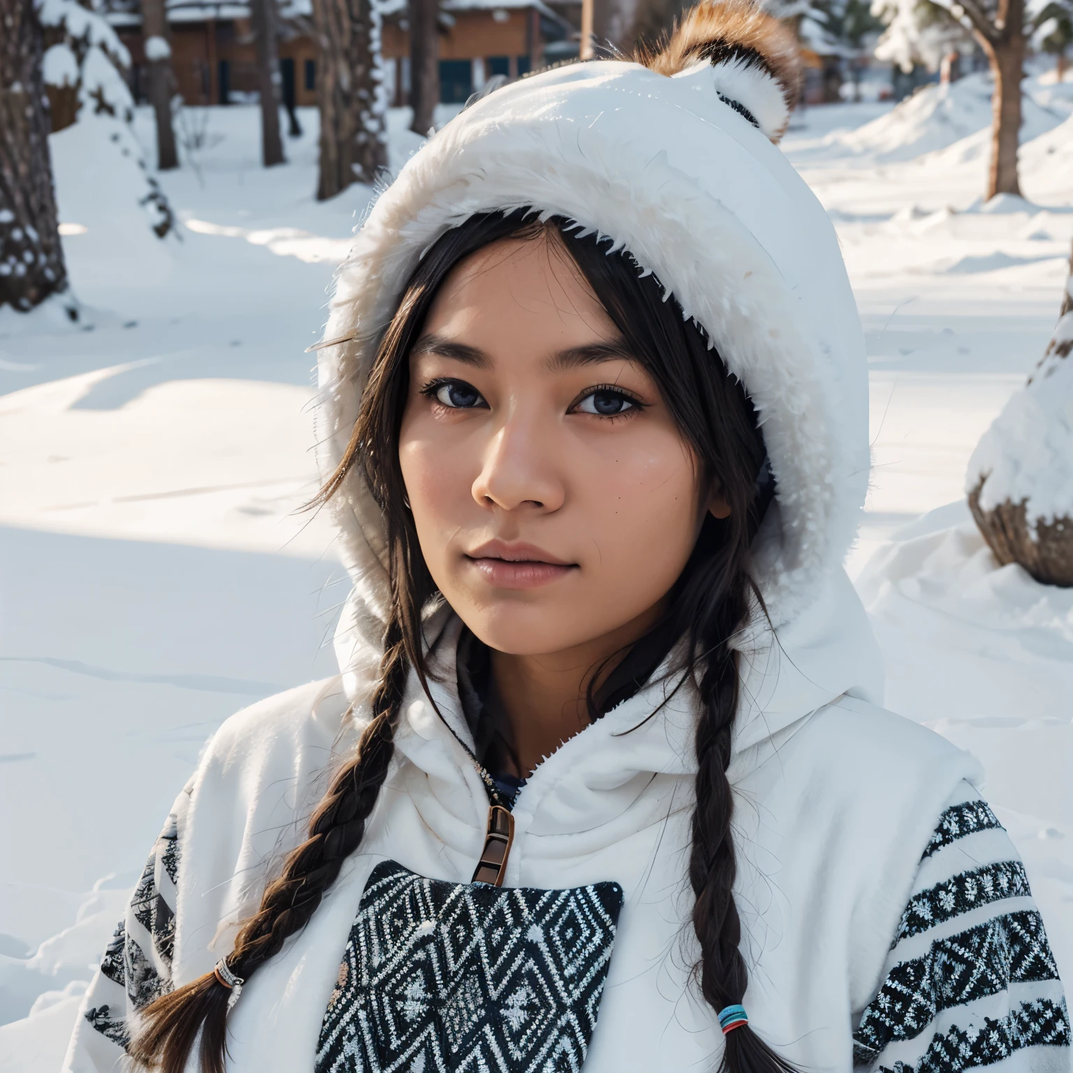 Create an Eskimo-looking woman with clothing based on the indigenous Sami people