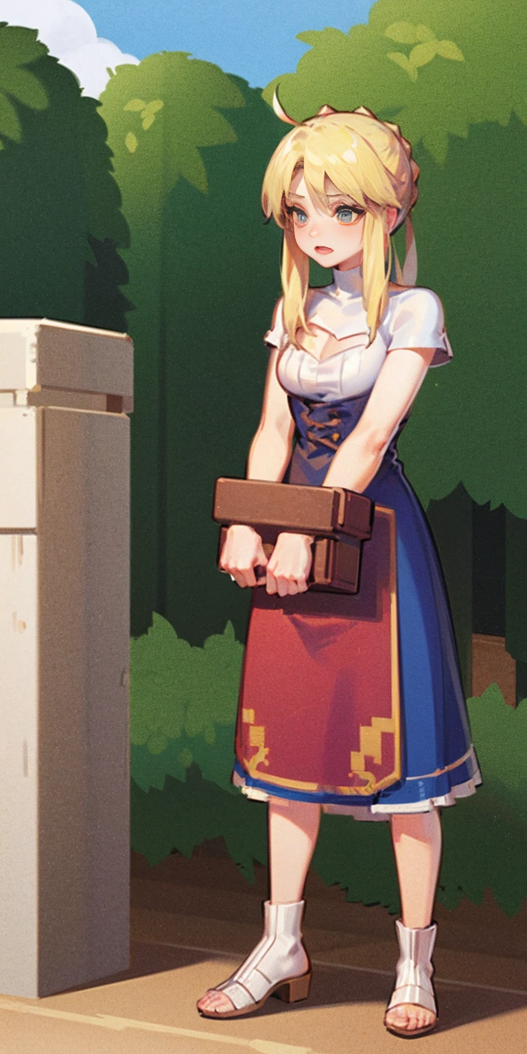 1 solo female artoria, rpg game, pixel art, artoria pendragon (fate), vertical movement