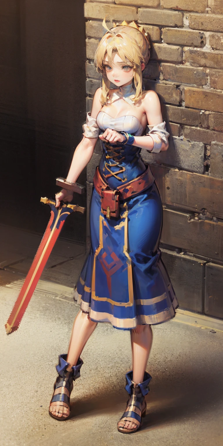 1 solo female artoria, rpg game, pixel art, artoria pendragon (fate), vertical movement