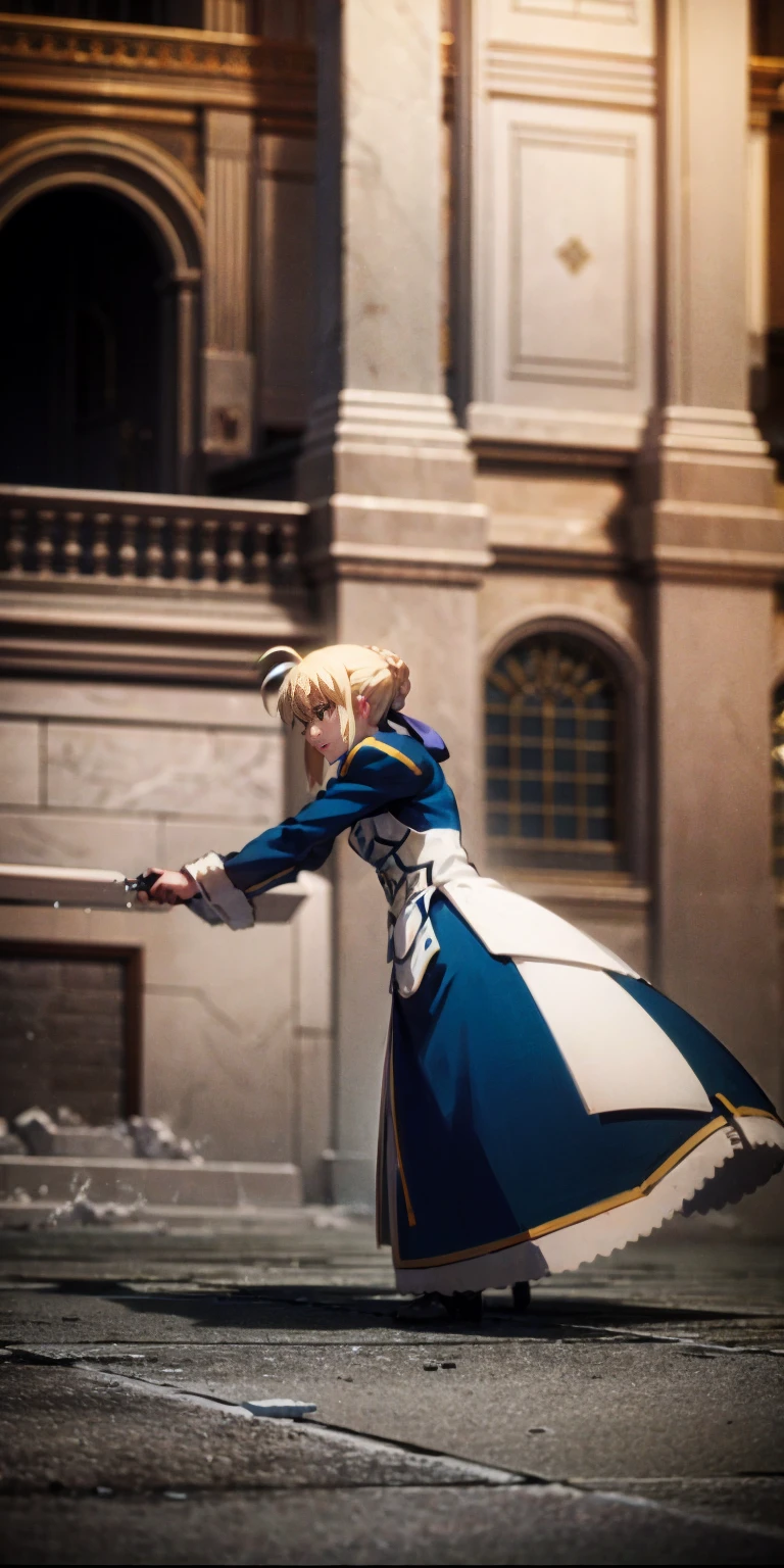 1 solo female artoria, rpg game, pixel art, artoria pendragon (fate), vertical movement