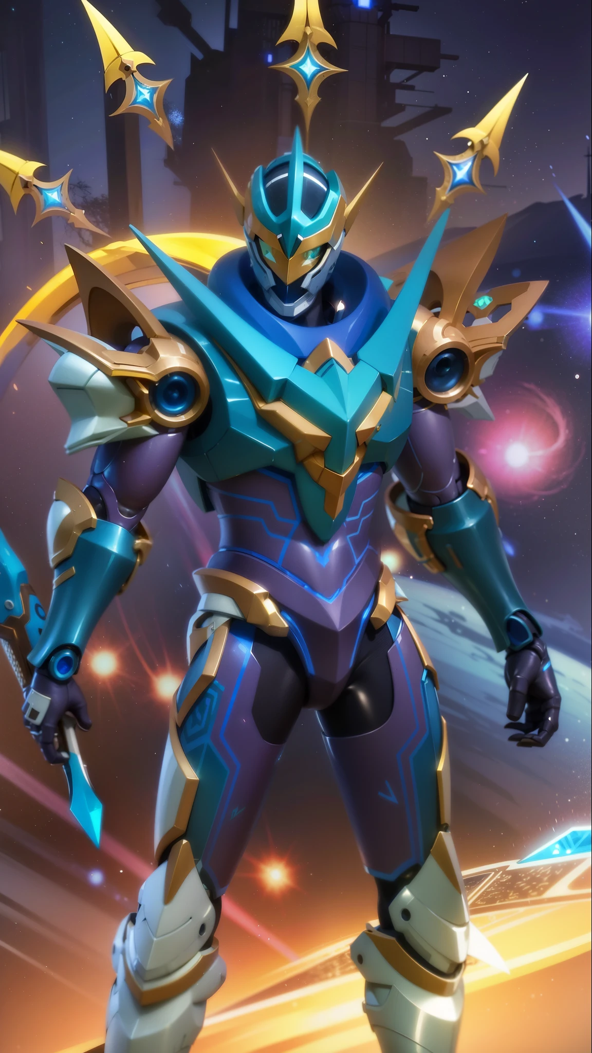 a close up of a robot with a sword and a sword, energetic varia suit, cyber universe style, varia suit, cyber fight armor, sliver ice color reflected armor, mecha suit, style of duelyst, sci-fi skin, space armor, cyber suit, ultra mega super hyper detail, protoss, scarab reploid