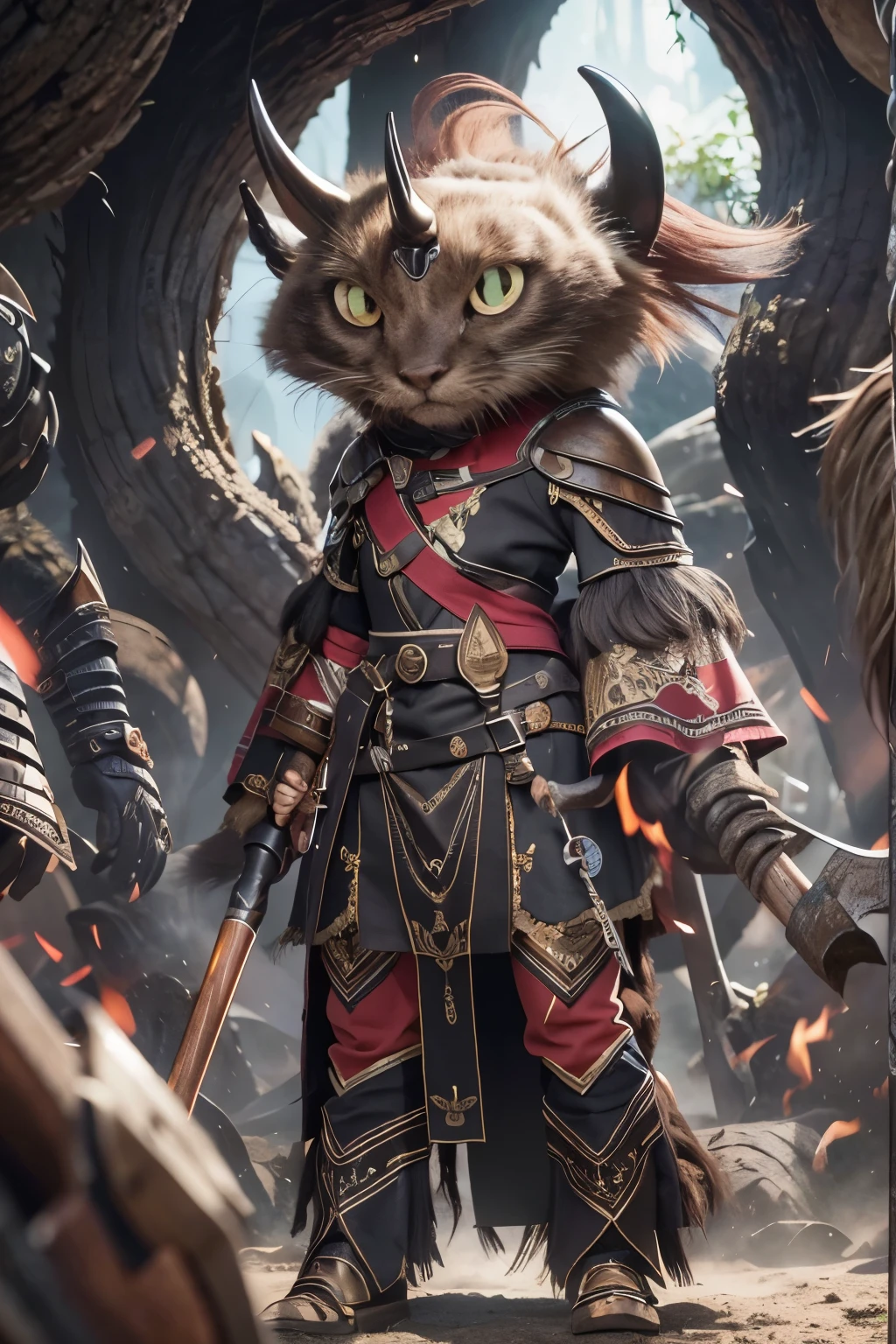 (masterpiece, best quality:1.2), (8k uhd, 16k, 32k, ultra high res), (photorealistic:1.37), (RAW photo), ultimate-realistic, ultimate-realistic details, ultimate-realistic texture, ultimate-intricate details, ultimate-realistic lighting, ultimate-realistic shadow, japanese girl, ultimate-cute face, ultimate-RAW skin, ultimate-realistic eyes, full body, wide shot, Demon, heavy armor, club, brown skin, fangs, in cave