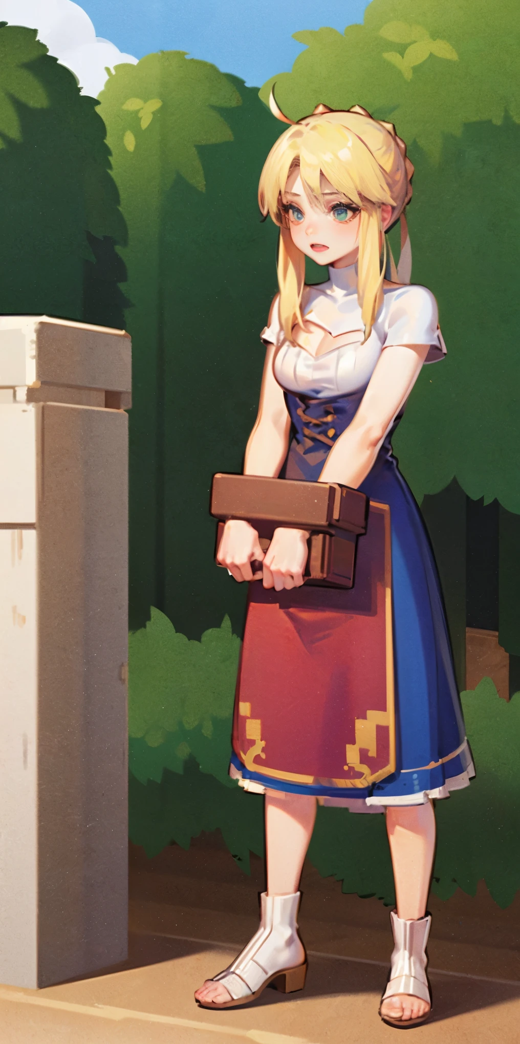 1 solo female artoria, rpg game, pixel art, artoria pendragon (fate), vertical movement