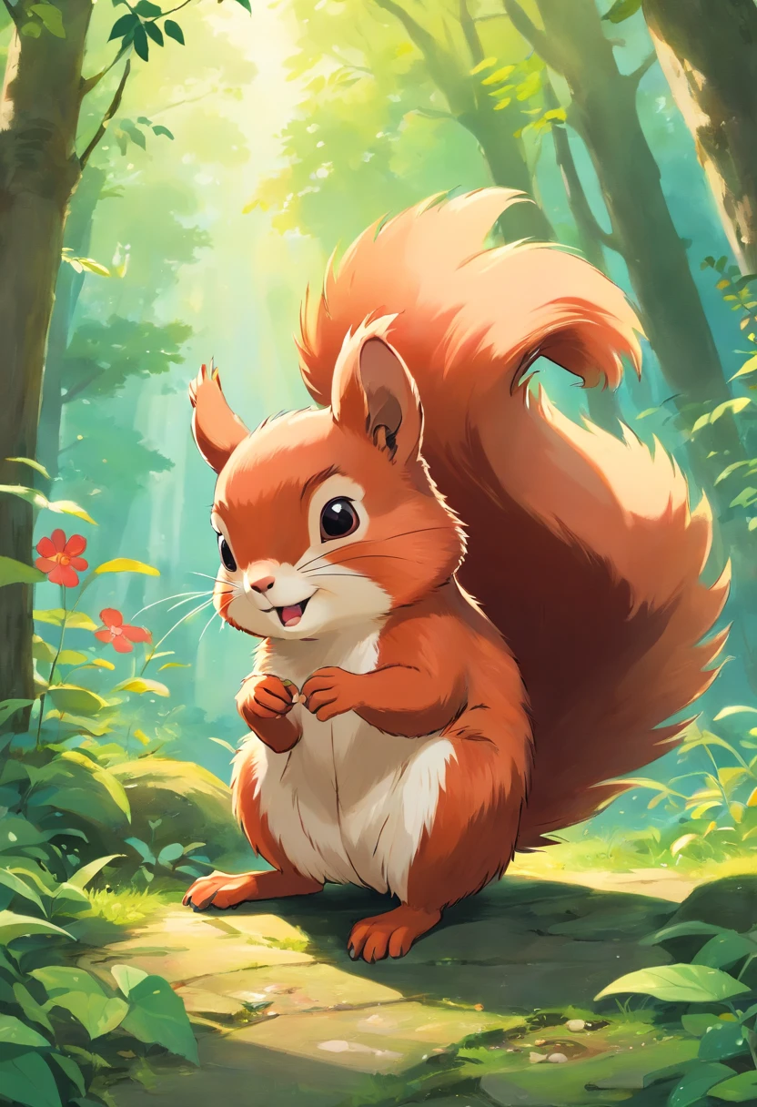 Adorable, red squirrel, cute, kawaii