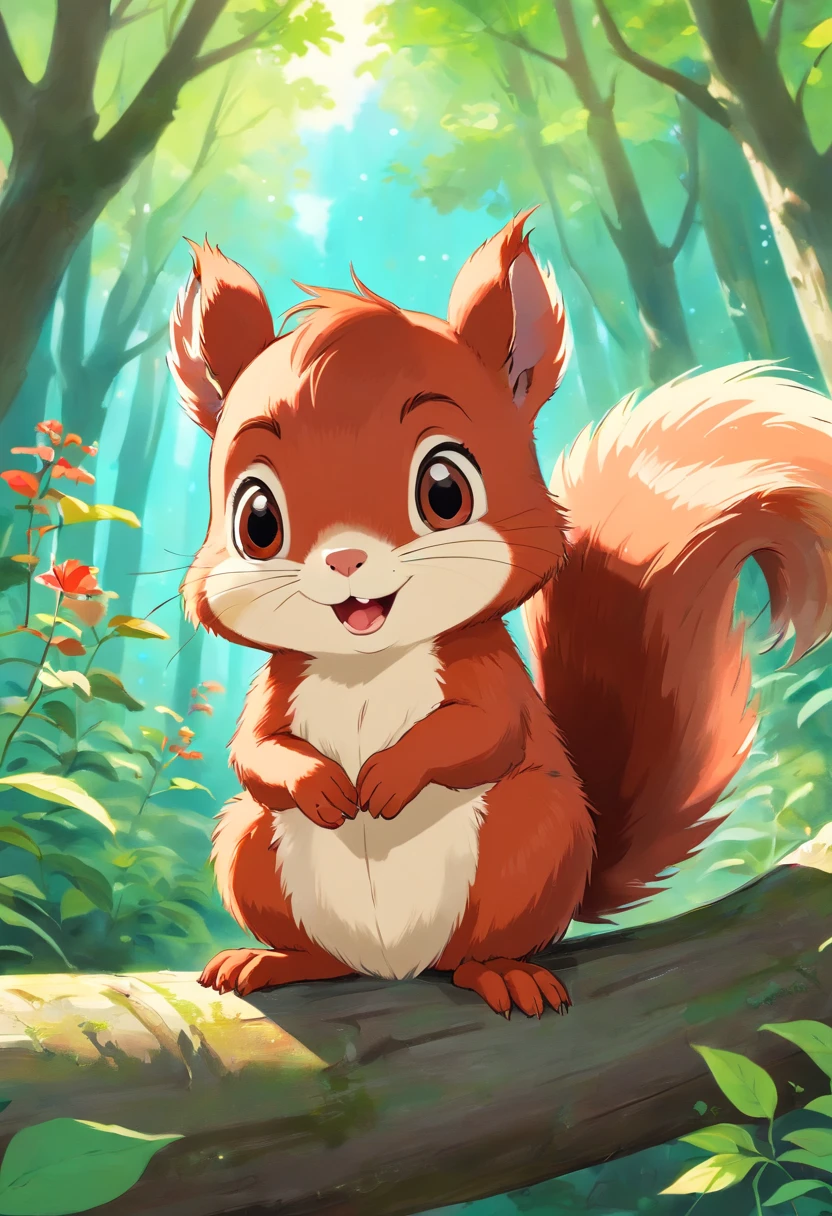 Adorable, red squirrel, cute, kawaii
