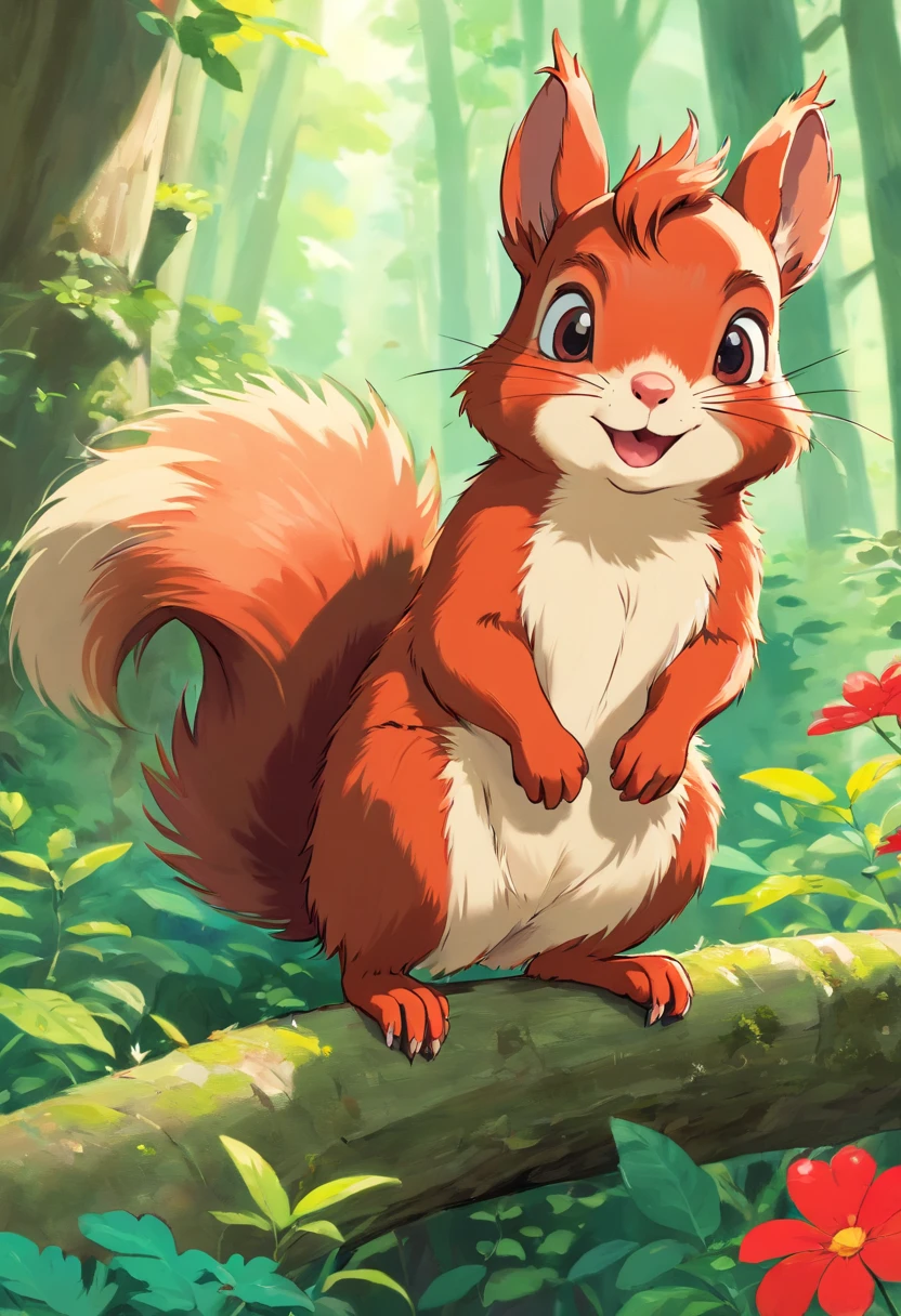 Adorable, red squirrel, cute, kawaii