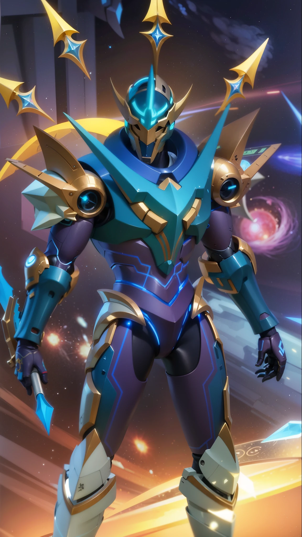 a close up of a robot with a sword and a sword, energetic varia suit, cyber universe style, varia suit, cyber fight armor, sliver ice color reflected armor, mecha suit, style of duelyst, sci-fi skin, space armor, cyber suit, ultra mega super hyper detail, protoss, scarab reploid