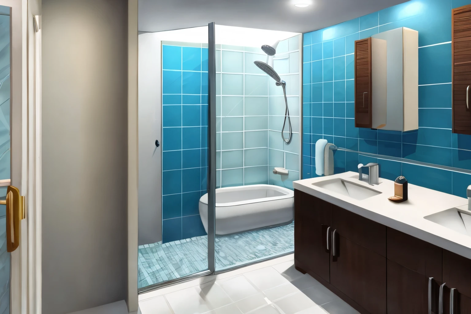 bathroom, shower, water, smoke