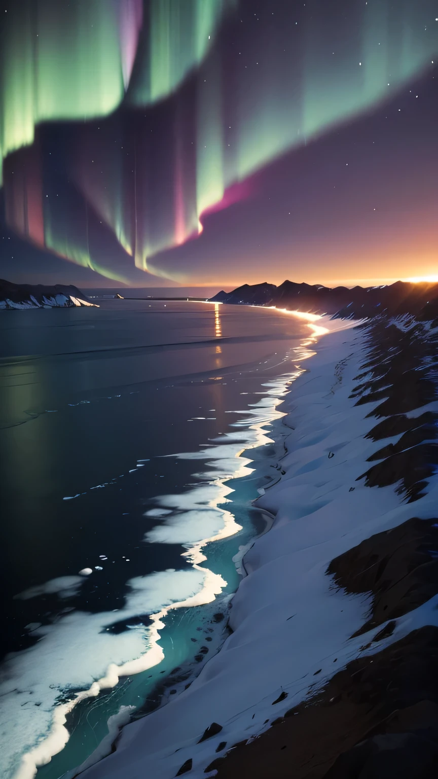 aurora, antarctica, night, night sky, 8K