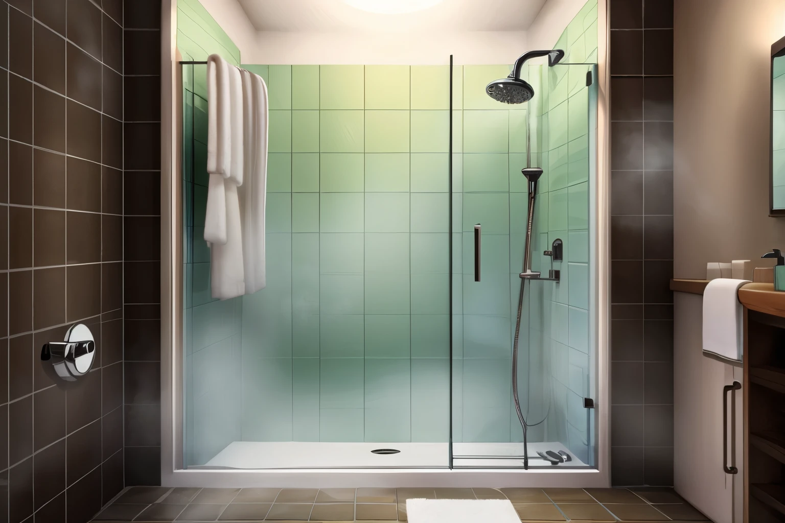 A very  naked girl showering in her bathroom while fingering her