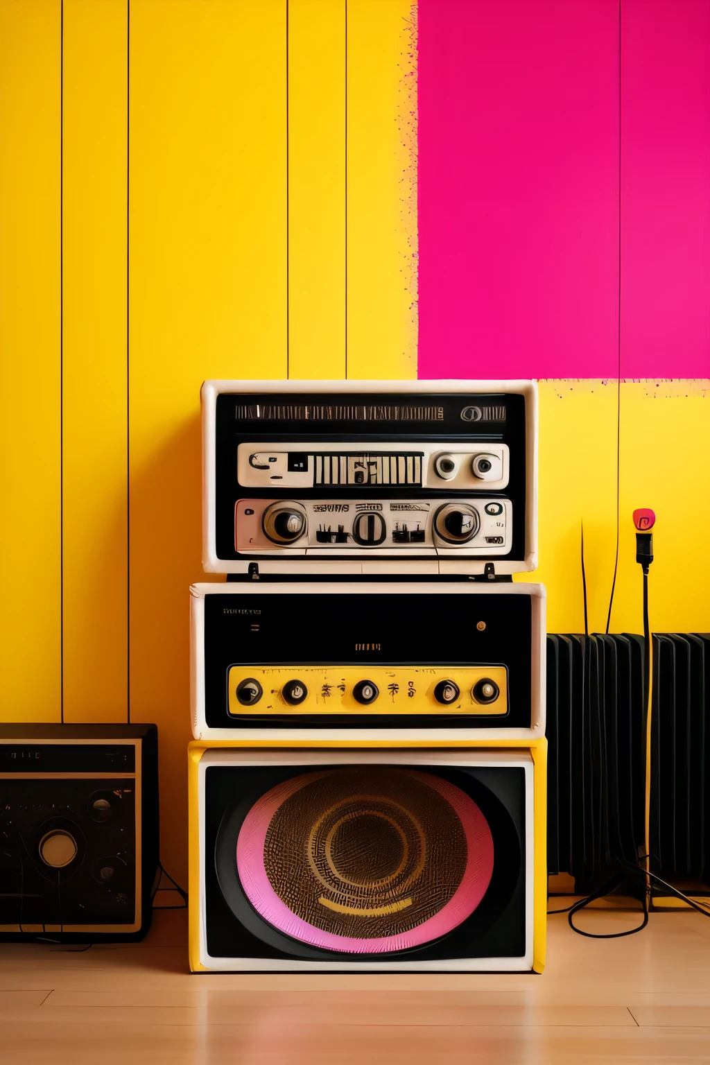 Yellow and pink color  radio sketch