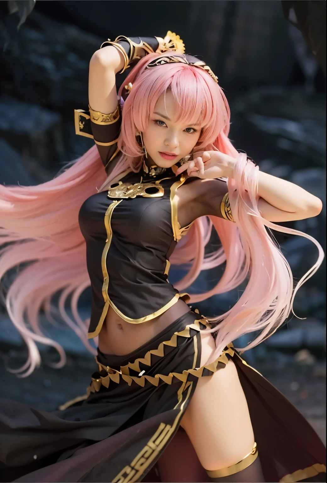 (masterpiece, best quality:1.2), (8k uhd, 16k, 32k, ultra high res), (photorealistic:1.37), (RAW photo), ultimate-realistic, ultimate-realistic details, ultimate-realistic texture, ultimate-intricate details, ultimate-realistic lighting, ultimate-realistic shadow, japanese girl, ultimate-cute face, ultimate-RAW skin, ultimate-realistic eyes, full body, wide shot, ogre girl, heavy armor, club, (tanned skin:1.2), fangs, in cave
