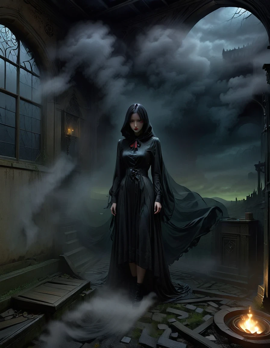 Gothic Dark Art,midnight,It was pitch black all around,Mystery Convenience Store,,desolate,weird,mystery,Gothic,(best picture quality,4K,8K,high resolution,masterpiece:1.2)、(Super detailed)、(lifelike,super lifelike,lifelike:1.37),(concept artist)、(Sinister Shadow)、(Abandoned atmosphere)、(Eerily silence)、(An unsettling existence)、(Smoggy air)、(Mystery's silhouette)、(Feeling of uneasiness)、(Isolated building)、(Weird light)、(Ominous mist)、(Forgotten Items)、(Strange sounds echoed)、(Hidden secrets)、(surreal atmosphere)、(Distant footsteps)、(The atmosphere of mystery)、(An unsettling silence)。