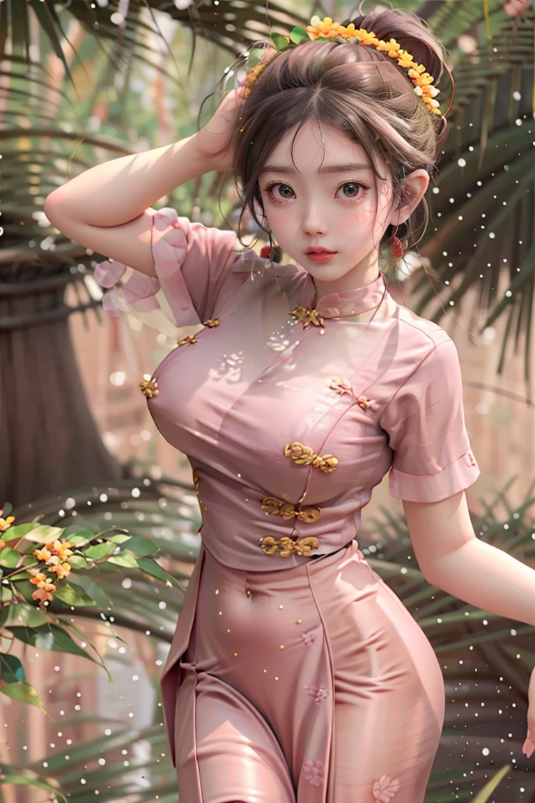 Burma's long-lasting body is full of sensuality, and the beauty of the body outline is too revealing. The long skirt she wears highlights her high hips. The beauty under the dress is so beautiful that the eye can see. She wears bright yellow flowers, smiles and water.