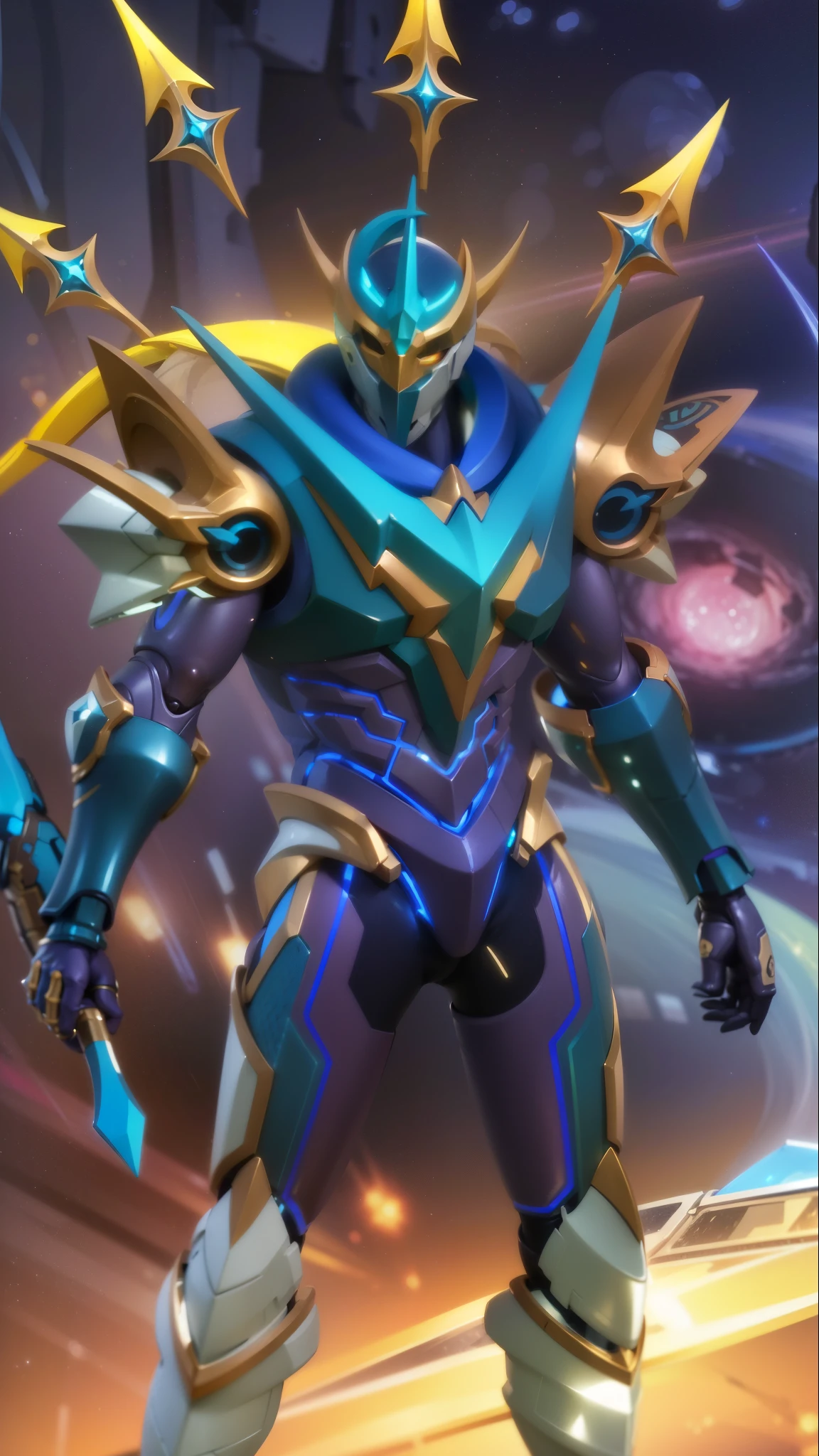 a close up of a robot with a sword and a sword, energetic varia suit, cyber universe style, varia suit, cyber fight armor, sliver ice color reflected armor, mecha suit, style of duelyst, sci-fi skin, space armor, cyber suit, ultra mega super hyper detail, protoss, scarab reploid, 8k, ultra hd, ultra detailed texture, hyper realistic, masterpiece, detailed texture, detailed skin, detailed lighting, (photorealistic:1.5), best quality, beautiful lighting, cinematic lighting, professional lighting, ultra highres, realistic, high quality, (realskin:1.5), extremely detailed, finely detail, ultra-detailed
