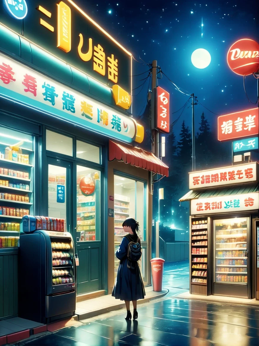 Midnight convenience store，Dark night，