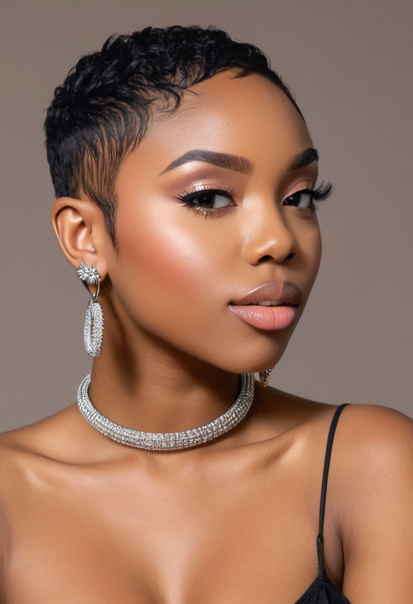 african american woman (((nude))) short one inch long tomboy pixie hair hoop earrings bracelets necklaces sexual intercourse sex fucking making love with a man bbc