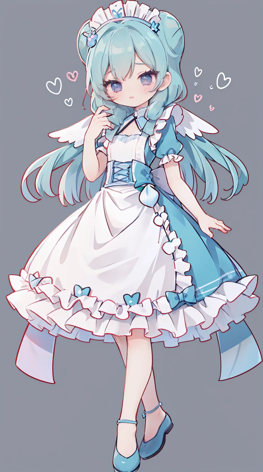 masterpiece, best quality, high resolution, aabeta, double, simple background, standing, slim waist, cute, {{{{{pastel blue fluffy puffy dress, (white ????? )}}}}}, (PastelColors: 1.3)