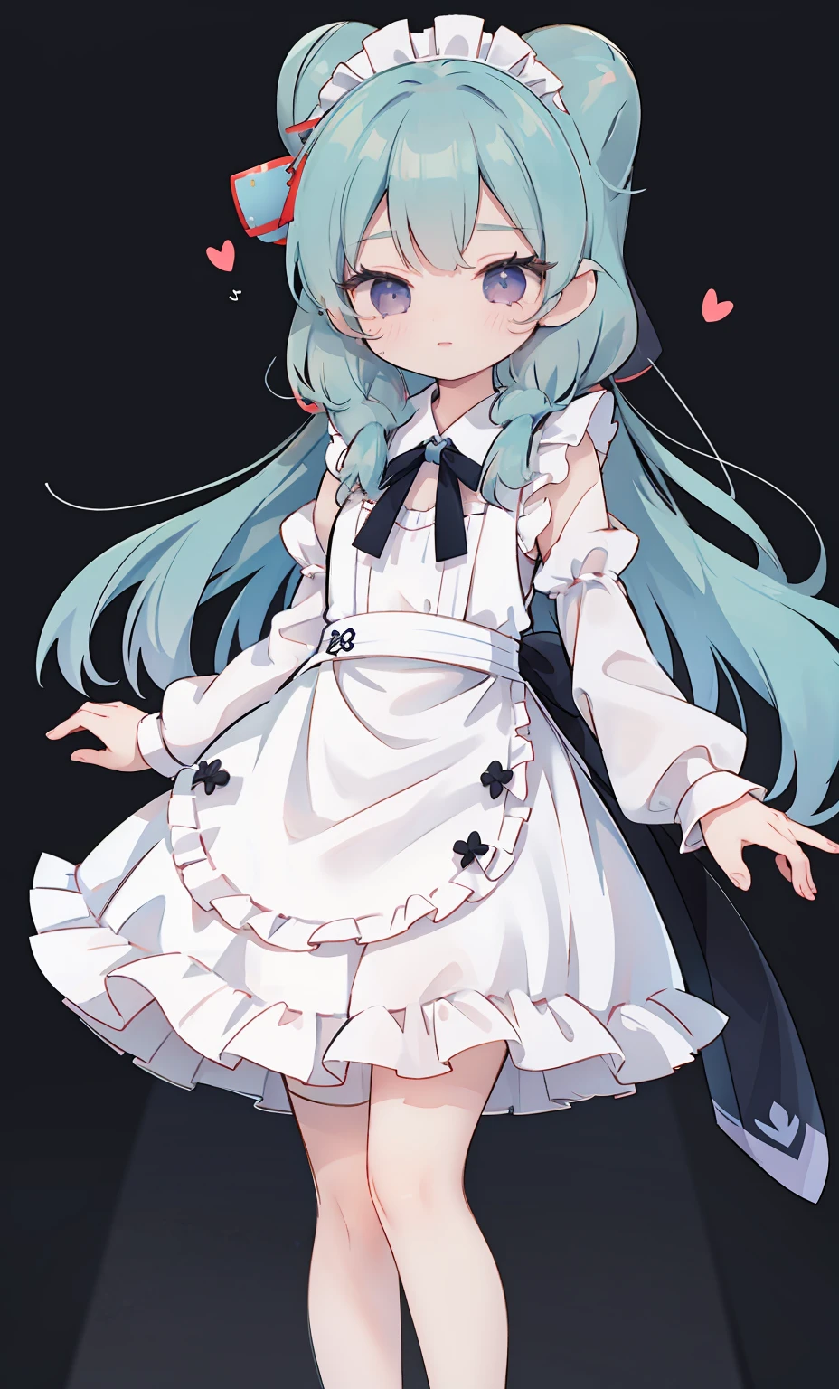 masterpiece, best quality, high resolution, aabeta, double, simple background, standing, slim waist, cute, {{{{{pastel blue fluffy puffy dress, (white apron )}}}}}, (PastelColors: 1.3)