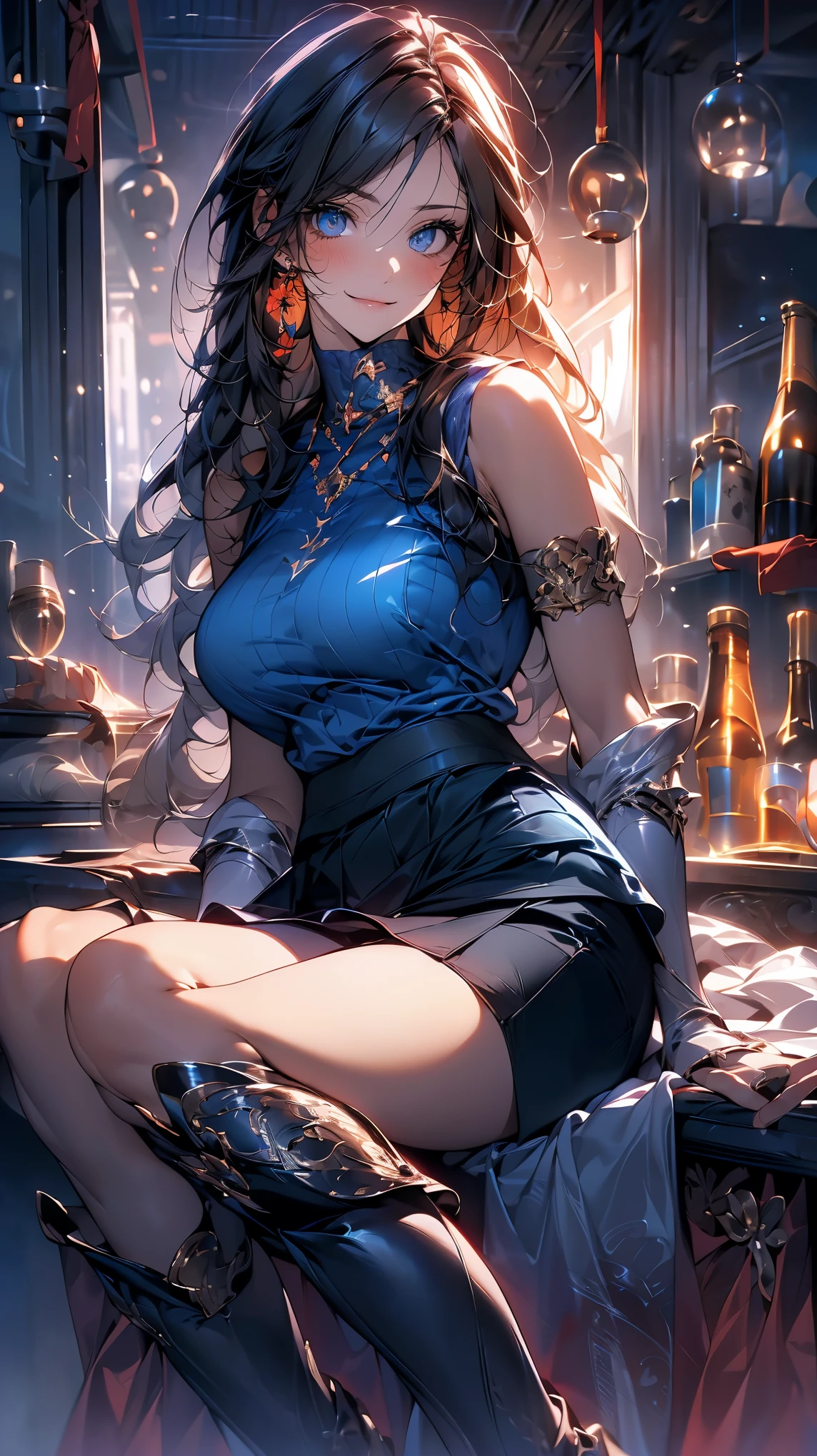 (masterpiece:1.2, highest quality), (realistic, photorealistic:1.4), beautiful illustrations, (natural side lighting, movie lighting),oking at the viewer, Upper body, (Front view), 1 girl, perfect face, Cute symmetrical face, shiny skin, , long eyelashes, (medium breasts), (wide hips),beautiful hair, beautiful face, fine and beautiful eyes, beautiful body, beautiful breasts, beautiful thighs, beautiful feet, beautiful fingers,(beautiful scenery:1.2),(cute smile:1.2, upper grade), body conscious, Turquoise blue dress,witch, (layered skirt:1.5), (long boots:1.5), plump thighs, (sides braided with strings:1.2), long black hair,bustier dress,sleeveless,(nsfw)